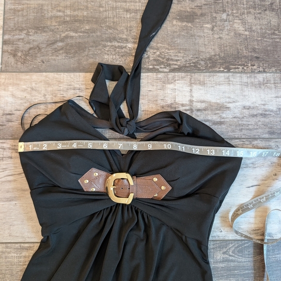 Cache Black Halter Dress with Buckle Detail Size Medium - Picture 6 of 7